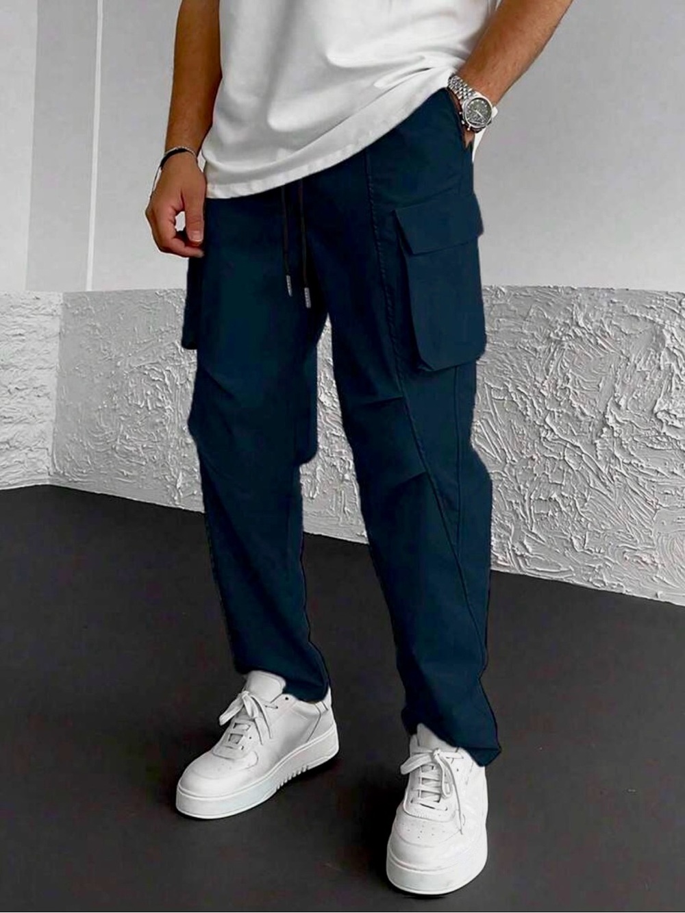 Men's Navy Cargo Pants with Utility Pockets
